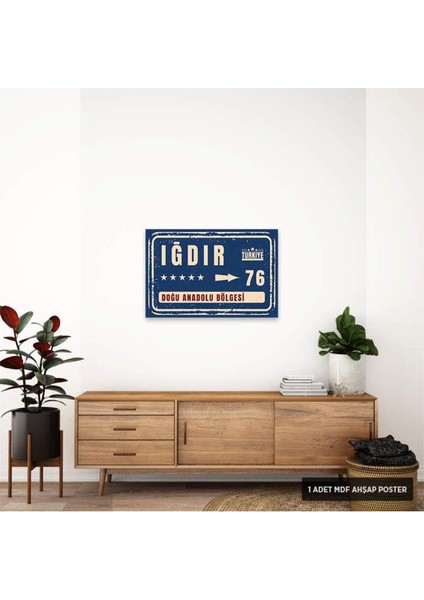 PT1184 - Iğdır Şehir Tabelası Retro Mdf Ahşap Poster (20X30CM)