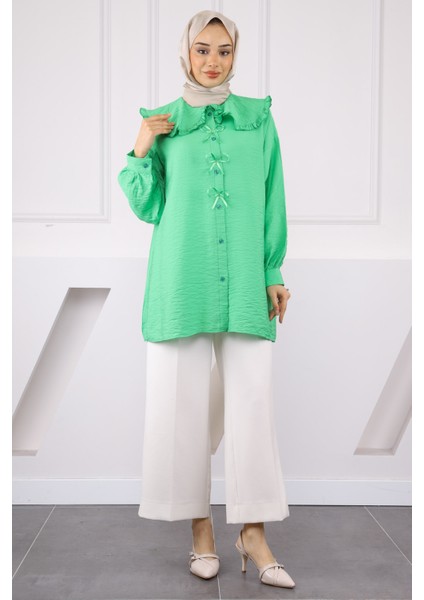 Yeşil Bebe Yaka Fiyonk Detaylı Tunik fiyatları