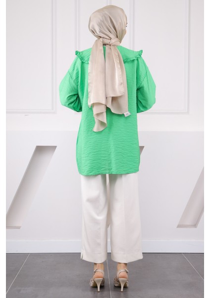 Yeşil Bebe Yaka Fiyonk Detaylı Tunik fırsatları