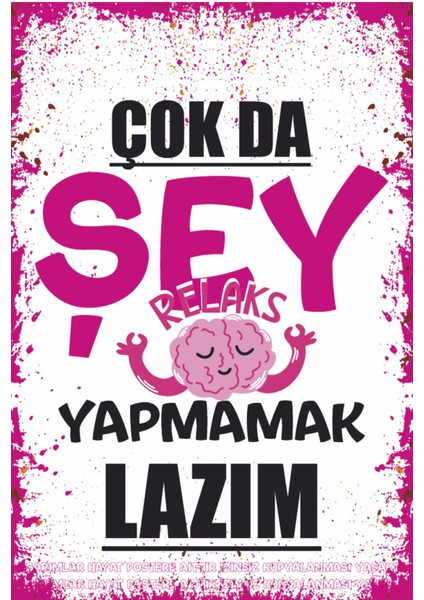 Çok Da Şey Yapmamak Lazım Komik Eğlenceli Duvar Yazıları Ev Dekorasyon Retro Ahşap Poster