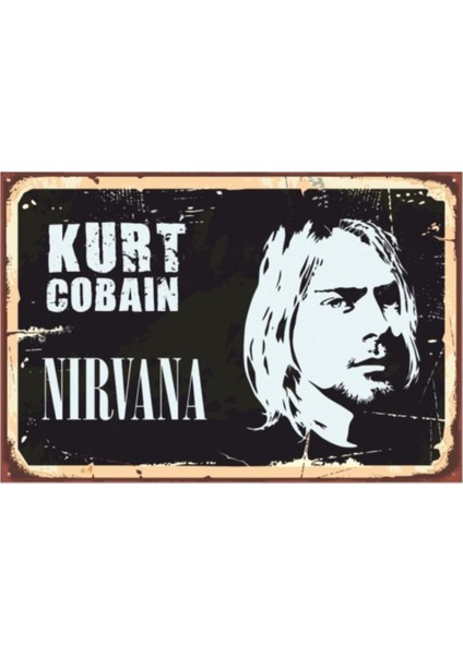 Kurt Cobain Nirvana Retro Vintage Ahşap Poster