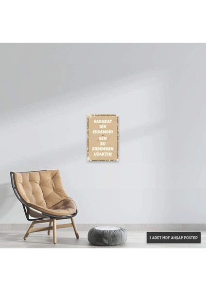 PT1245 - Sadakat Bir Erdemdir Retro Mdf Ahşap Poster (20X30CM)