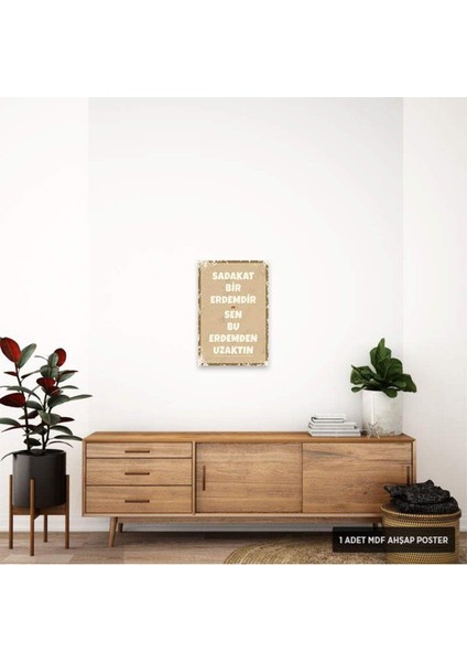 PT1245 - Sadakat Bir Erdemdir Retro Mdf Ahşap Poster (20X30CM)