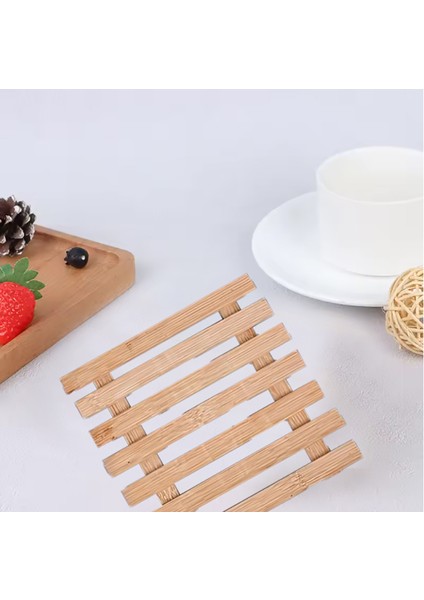 Bambu Ahşap Palet Desenli Nihale, Çaydanlık Altlığı, Tencere ve Tava Altlığı