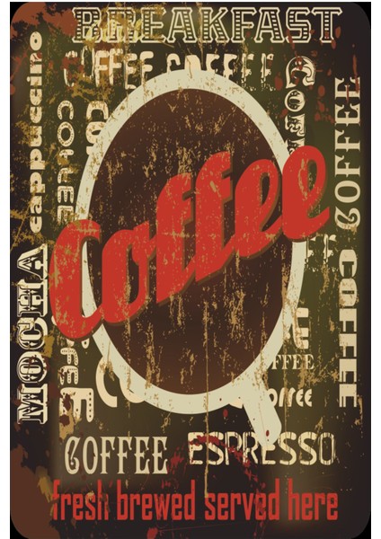 Kahvaltı Sabah Kahvesi Kahve Çeşitleri Kahveci Cafe Bar Mutfak Dekor Retro Ahşap Poster