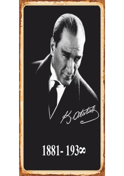 Atatürk 1881 Sonsus Mini Retro Ahşap Poster