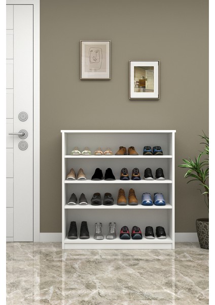 Asra Trend MDF 4 Katlı Açık Raflı Ayakkabılık - 90 cm, Modern,Bot Uyumlu,Çok Amaçlı Düzenleyici,A-32