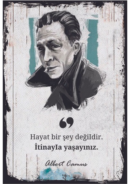 Albert Camus Temalı Ahşap Tablo