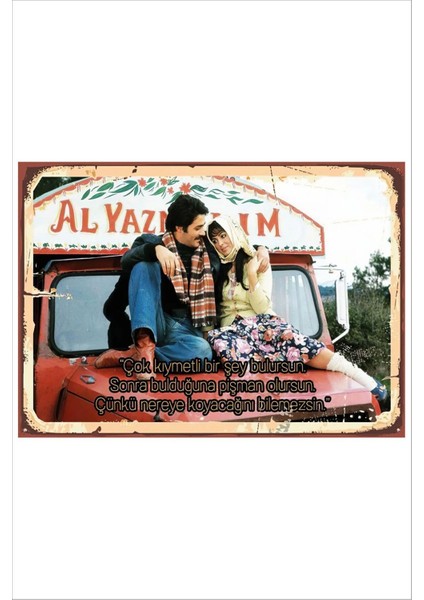 Retro Alyazmalım Selvi Boylum Anlamlı Duvar Yazıları Sözleri 20 x 30 Tablo