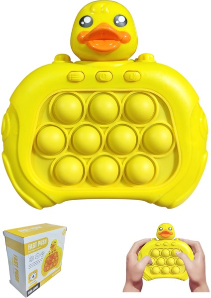 Popit Makinesi Işıklı Oyun Fast Push Pilli Fidget Kabarcık - Ördek