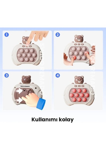 Popit Makinesi Işıklı Oyun Fast Push Pilli Fidget Kabarcık - Ördek