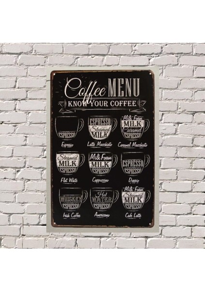 Coffee Menu 20X30 Uv Baskılı Tablo