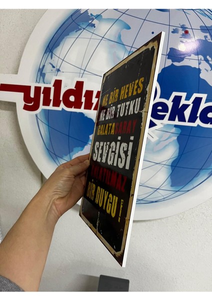 Retro Galatasaray Sevgisi Anlamlı Duvar Yazıları Sözleri 20 x 30 Tablo