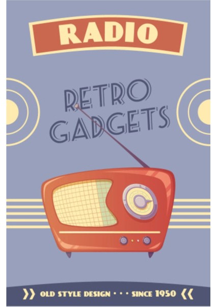 Retro Radyo Retro Ahşap Poster