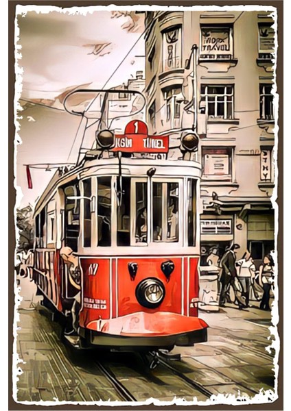 Taksim Tünel Tramvayı Retro Poster Özel Istanbul Koleksiyonu -Hbb