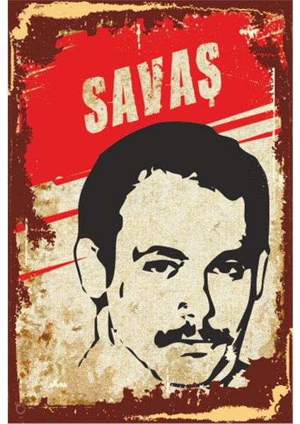 Mahir Hüseyin Ulaş Kurtuluşa Kadar Savaş Devrimci Slogan Retro Ahşap Poster-3