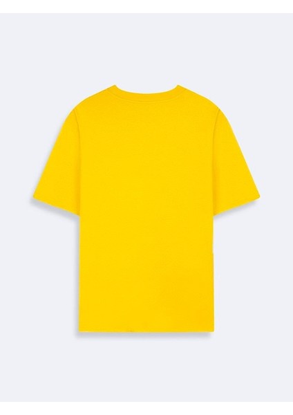 LEBOSA Erkek Sıfır Yaka Kısa Kol Sarı T-Shirt 1225842896089