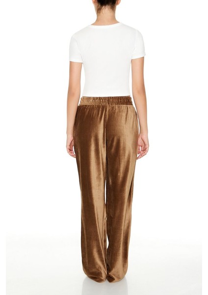 Kadife High-Rise Wide-Leg Pantolon indirimleri