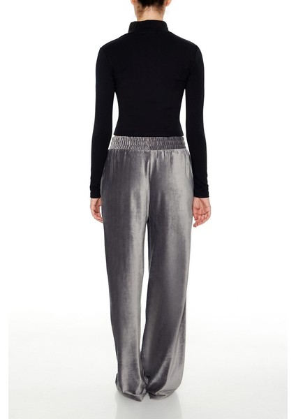 Kadife High-Rise Wide-Leg Pantolon indirimleri