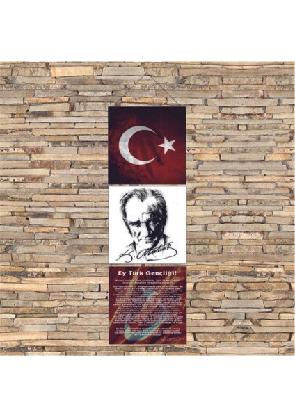 Uv Baskı Ahşap 3lü Tablo Gençlik Hitabesi
