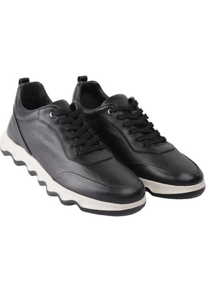 20414-1 Sıyah-Beyaz Sneaker Derı Ayakkabı modelleri