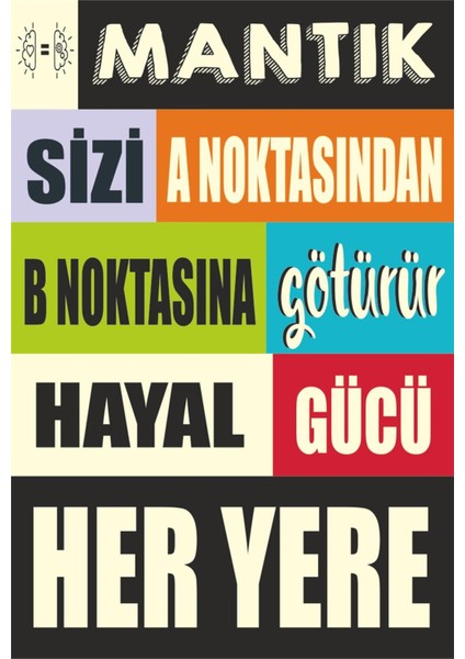 Mantık ve Hayal Cesaret Motivasyon Verici Sözler Duvar Yazıları Retro Ahşap Poster