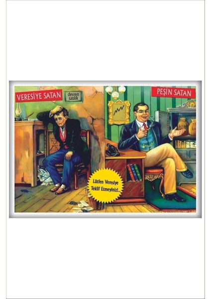 Retro Veresiye Satan Peşin Satan Vintage 20 x 30 Tablo