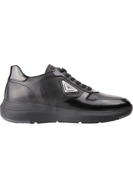 21089 Sıyah-Sıyah Sneaker Derı Ayakkabı