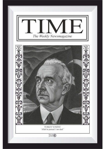 Time Dergisi Ismet Inönü Kapağı Retro Ahşap Poster