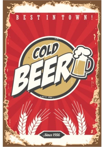 Cold Beer Retro Vintage Ahşap Poster