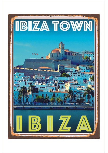 Retro Ibiza Town Vintage 20 x 30 Tablo