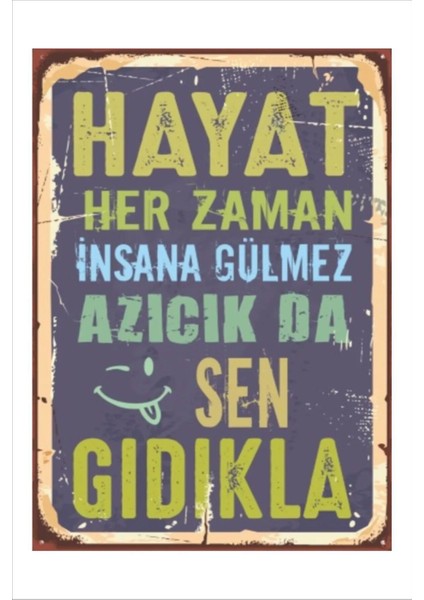 Retro Hayat Herzaman Insana Gülmez Komik Esprili Anlamlı Duvar Yazıları Sözleri 20 x 30 Tablo