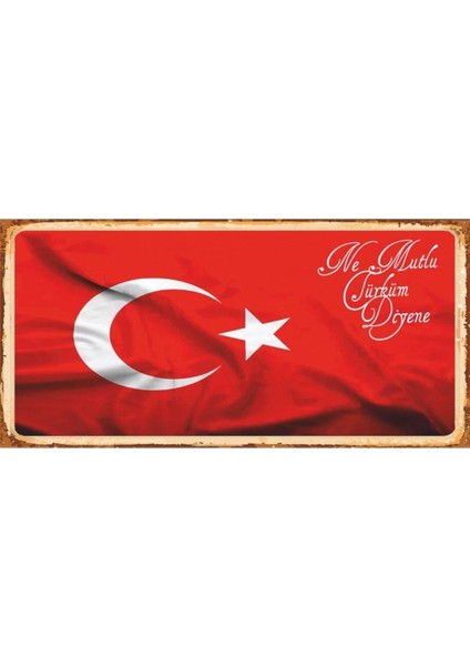 Türk Bayrağı Ne Mutlu Türküm Diyene Mini Ahşap Poster