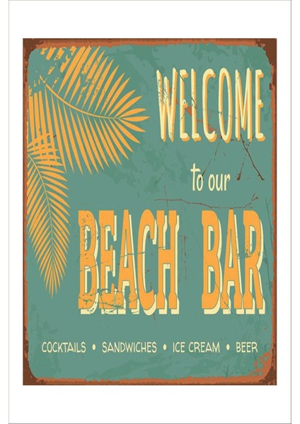Retro Welcome To Our Beach Bar Vintage 20 x 30 Tablo