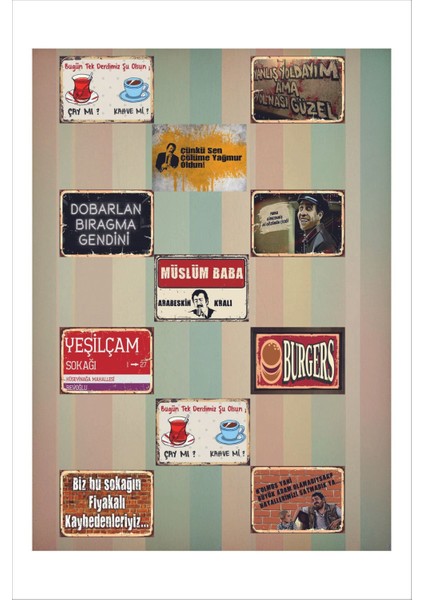 Retro Müslüm Gürses Çünkü Sen Çölüme Yağmur Oldun Anlamlı Duvar Yazıları Sözleri 20 x 30 Tablo