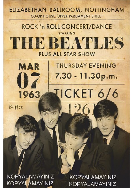 The Beatles John Lennon Rock Müzik Konser Afişi Ev Dekorasyon Tablo Retro Ahşap Poster
