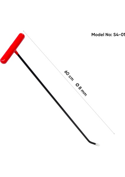 60 cm 8 mm Çap Çift Kıvrımlı Vida Diş Uçlu Boyasız Göçük Düzeltme Çubuğu - S4-01, Pdr Çubuk