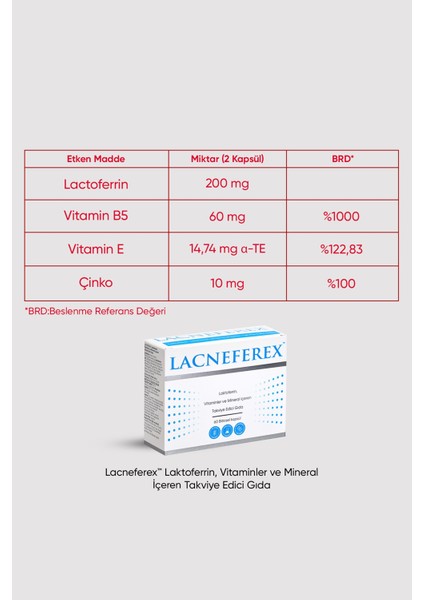 Lacneferex™ Laktoferrin, Vitaminler ve Mineral Içeren Takviye Edici Gıda 60 Kapsül x 3 Adet fiyatları
