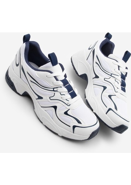 Kadın Sneaker Kalın Taban Bağcıklı Çok Parçalı Spor Ayakkabı Asvora