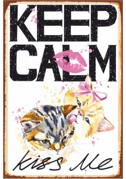Keep Calm Öp Beni Retro Vintage Ahşap Poster