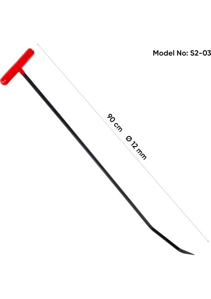 90 cm 12 mm Çap Çift Kıvrımlı Sivri Uç Boyasız Göçük Düzeltme Çubuğu - S2-03, Pdr Çubuk