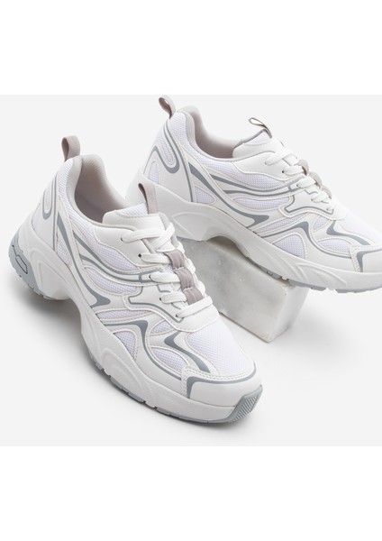 Kadın Sneaker Kalın Taban Bağcıklı Çok Parçalı Spor Ayakkabı Asvora