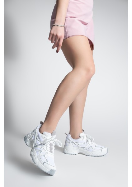 Kadın Sneaker Kalın Taban Bağcıklı Çok Parçalı Spor Ayakkabı Asvora