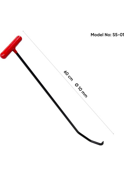 60 cm 10 mm Çap 3 Kıvrımlı Yassı Sivri Uçlu Boyasız Göçük Düzeltme Çubuğu - S5-01, Pdr Çubuk