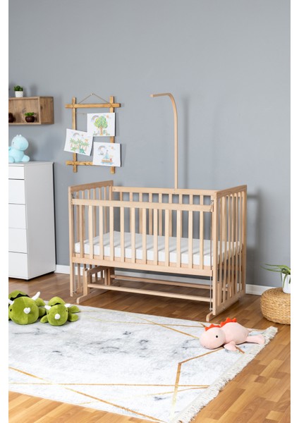 Ahşap Beşik Anne Yanı Yeni Doğan Asya Organik Bebek Beşiği Tek Yatak