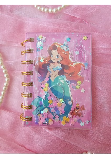 Simli Sulu Kapaklı Süslü 8,5 cm x 10 cm Denizkızı Not Defteri 🧜‍♀️çizgili (1 Adet)