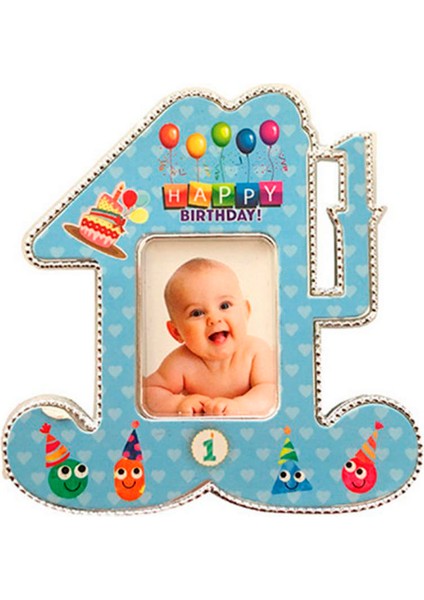- 25 Adet Plastik 1 Yaş Mini Fotoğraf Çerçevesi Mavi Ferrg