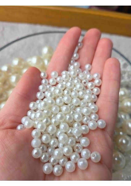 Inci Boncuk 6 mm 200 Adet Delikli Kırık Beyaz