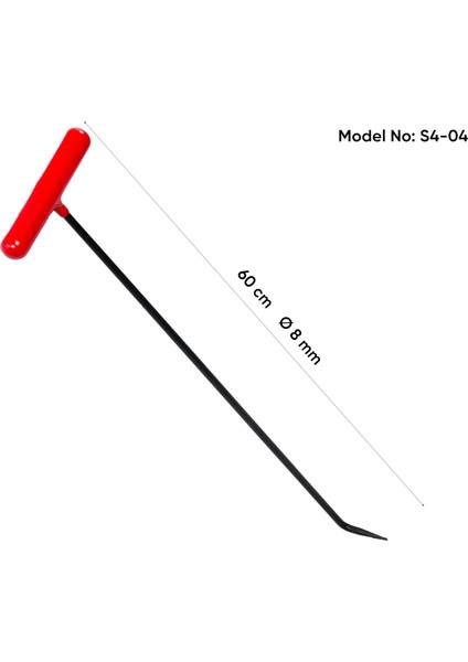 60 cm 8 mm Çap Tek Kıvrımlı Sivri Uçlu Boyasız Göçük Düzeltme Çubuğu - S4-04, Pdr Çubuk