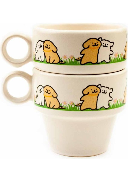 Iki Sevgili Puppy 2'li Espresso Bardak Seti - Hediye Seramik Fincan fiyatları